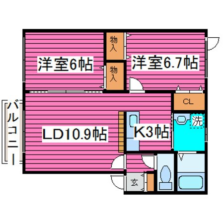 新道東駅 徒歩51分 2階の物件間取画像